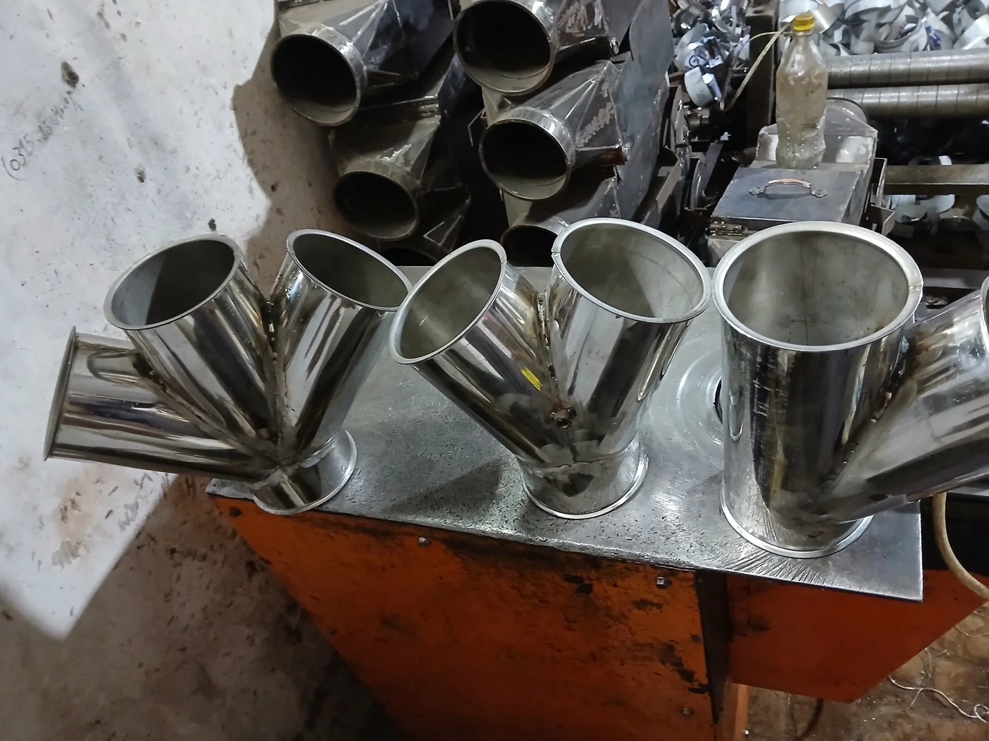 Stainless steel Y-branch chutes for rice mill pipelines
